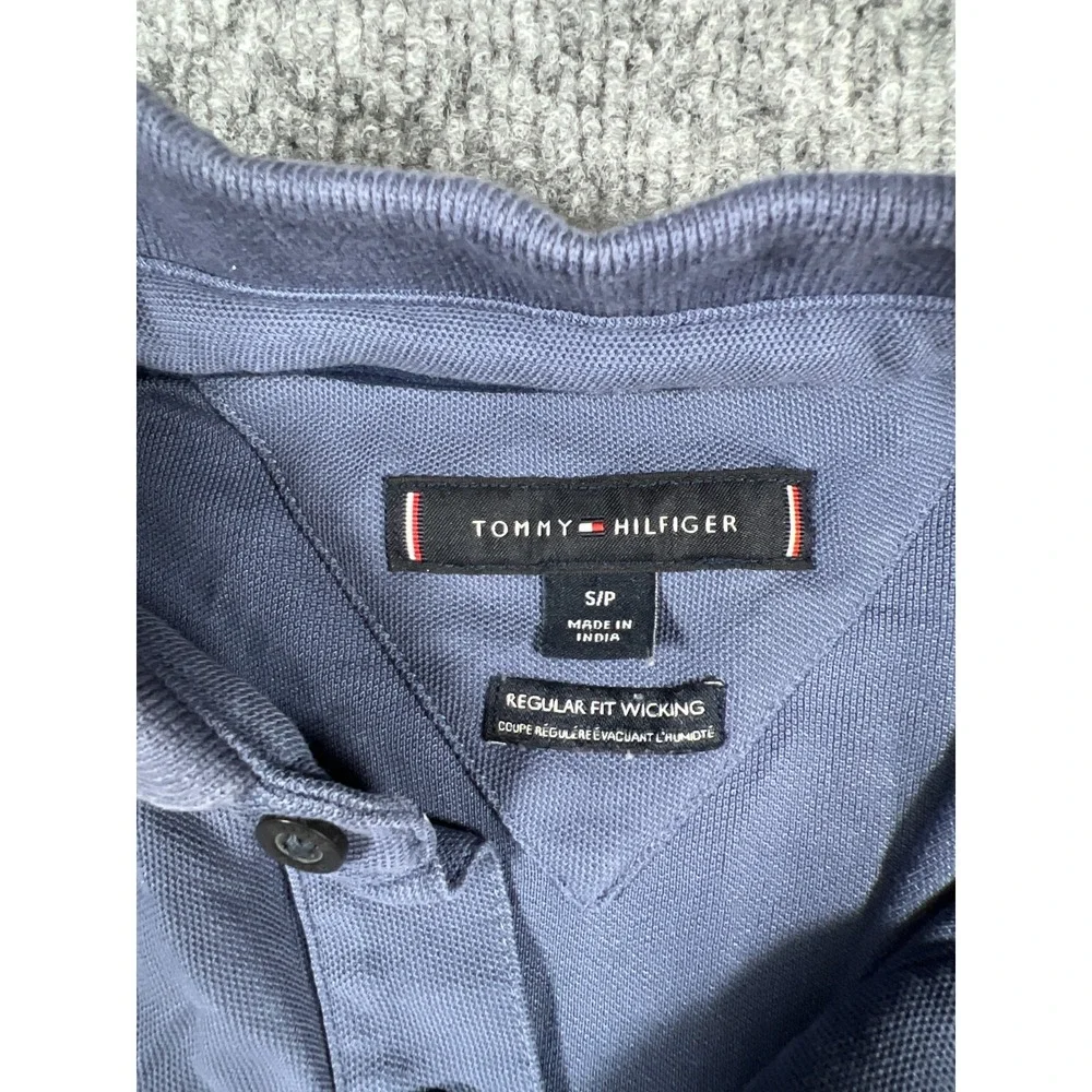 Tommy Hilfiger Polo Shirt Mens Small Blue Regular Fit Wicking Everyday Essential